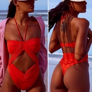 Riot Swim Phoenix One-Piece Fire Red Medium NWT